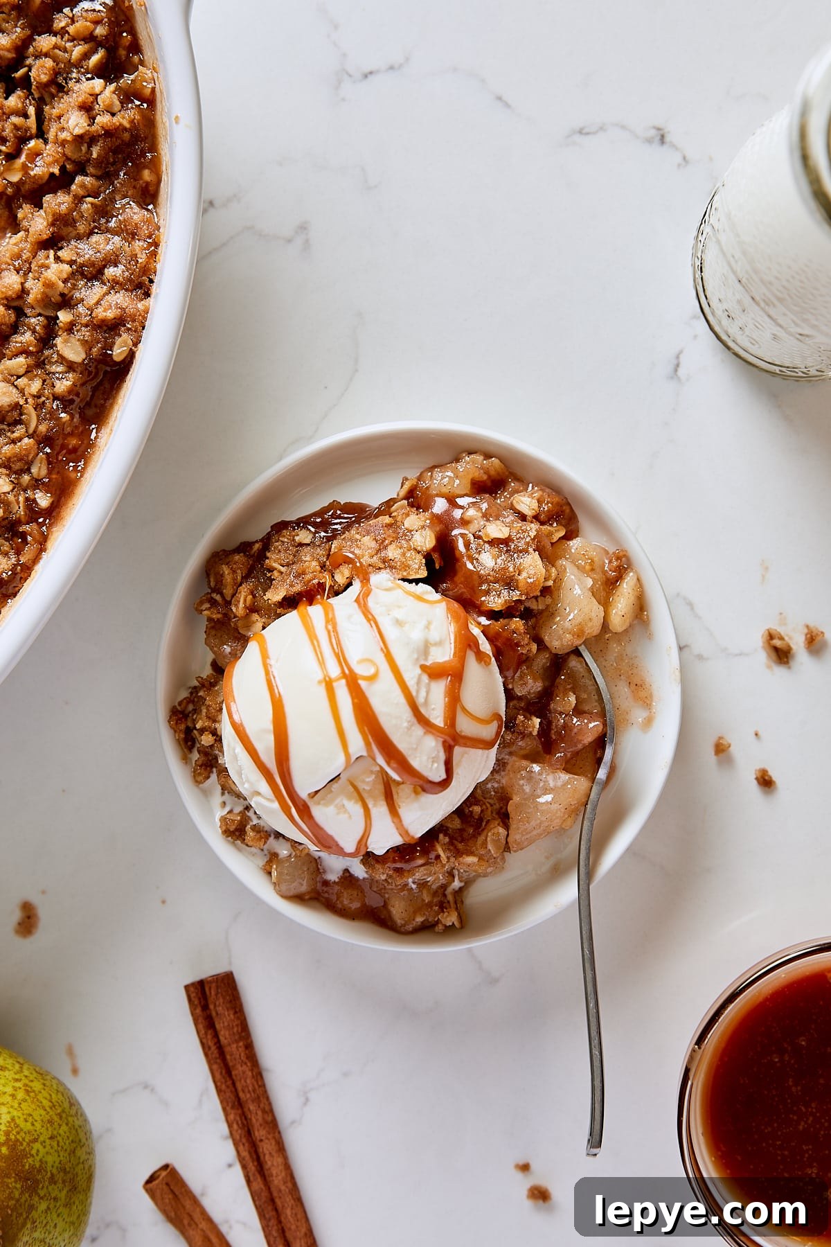 Oatmeal Pear Crisp with Caramel