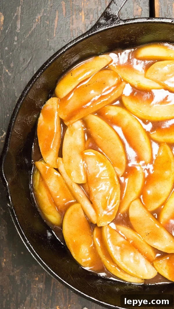 Cracker Barrel–Style Southern Fried Apples Recipe 3 Cracker Barrel Fried Apples in a cast iron skillet.