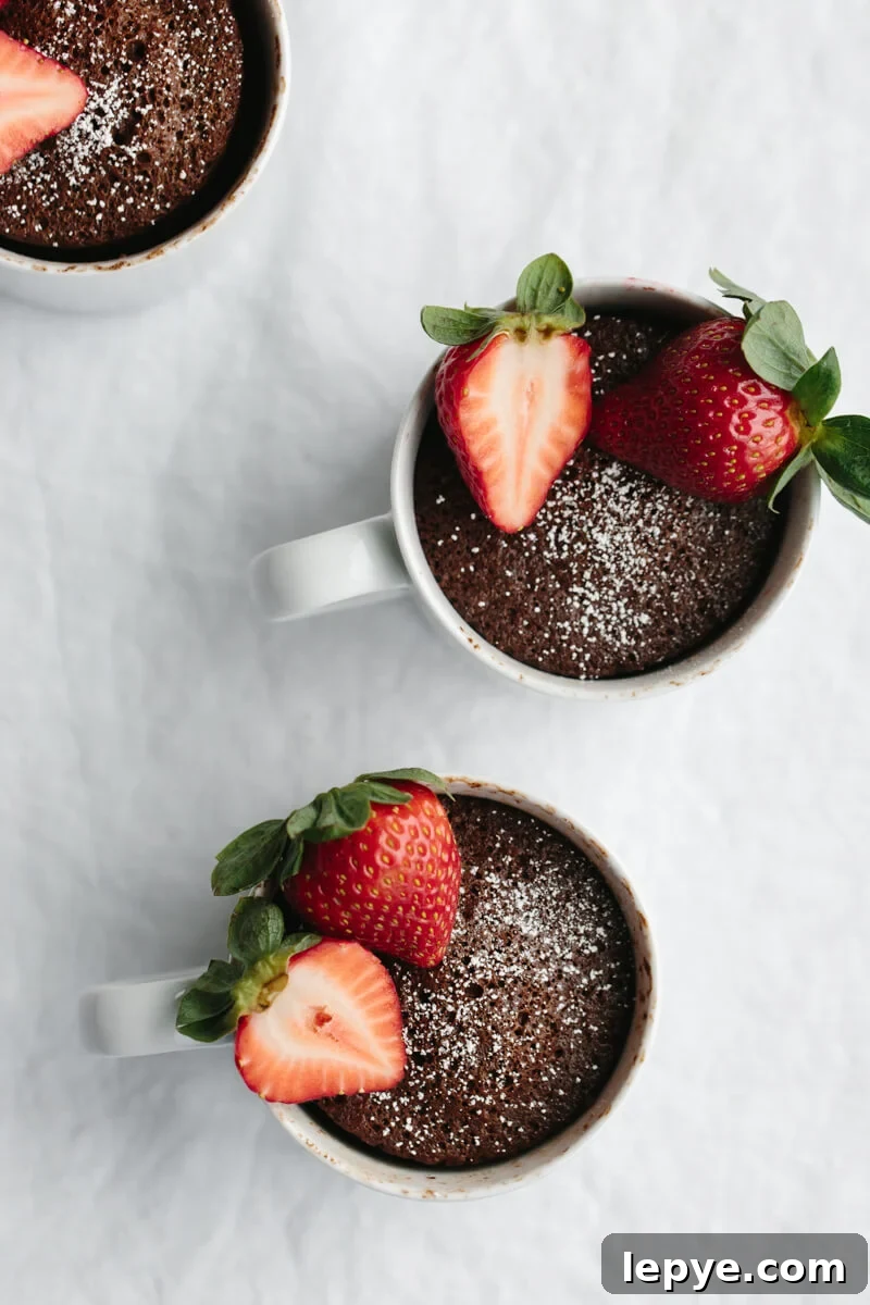 (gluten-free, paleo) A delicious, healthy and moist chocolate mug cake that can be made in less than two minutes - super easy!