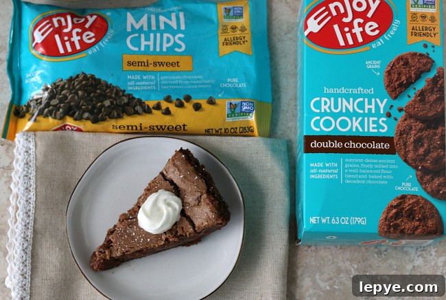 Gluten-Free Double Chocolate Fudge Pie Recipe 4 Gluten-free Fudge Pie with Enjoy Life Cookies and chocolate