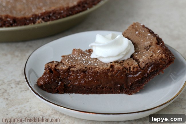 Gluten-Free Double Chocolate Fudge Pie Recipe 7 Slice of Gluten-free Fudge Pie