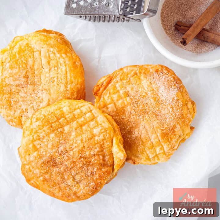 Puff pastry apple fritters from the air fryer, golden and crispy