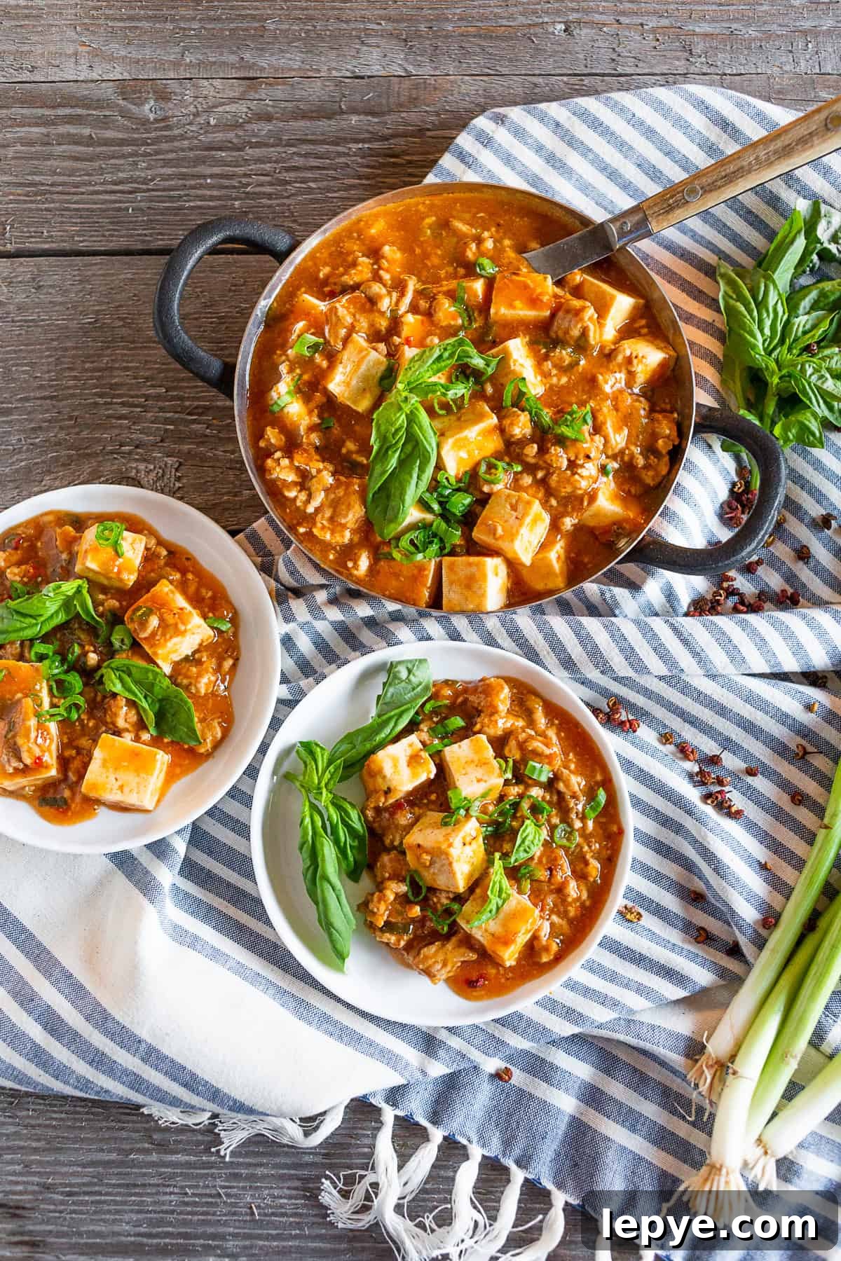 Ground Pork Mapo Tofu in a small serving dish.