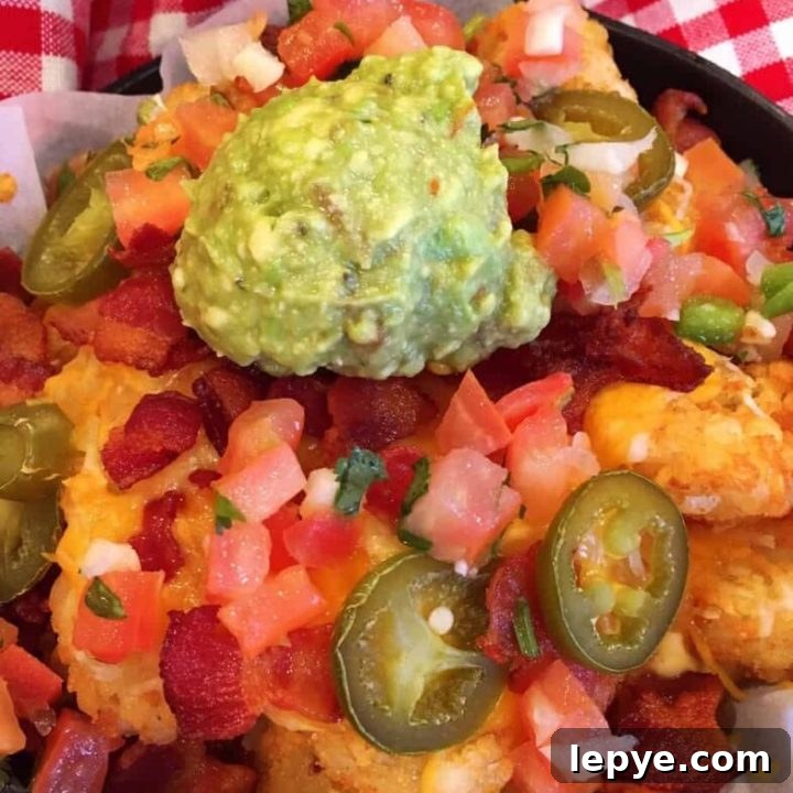 Loaded Tater Tots with jalapenos.