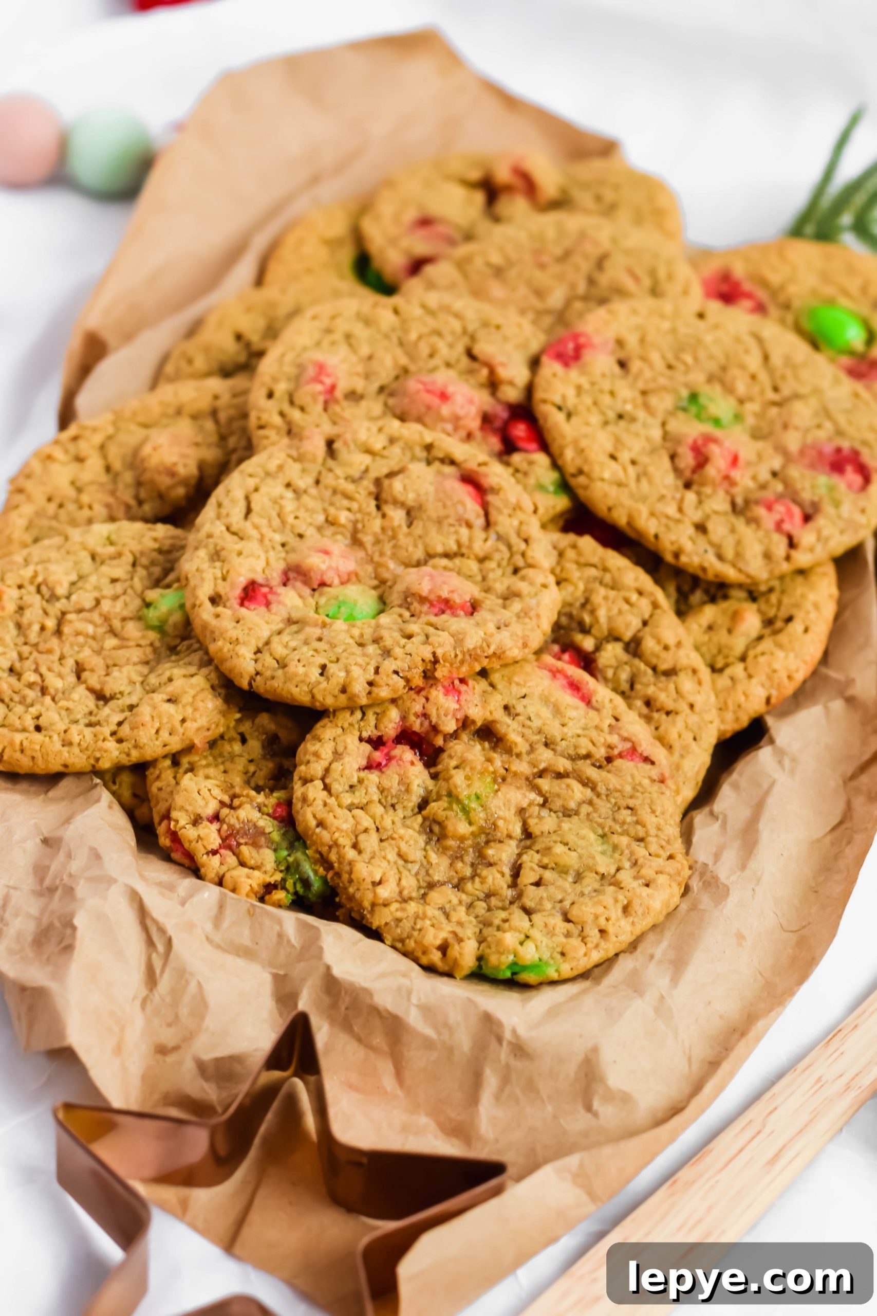 Chewy Oatmeal Monster Cookies with Chocolate and Peanut Butter 6 platter of peanut butter oatmeal cookies