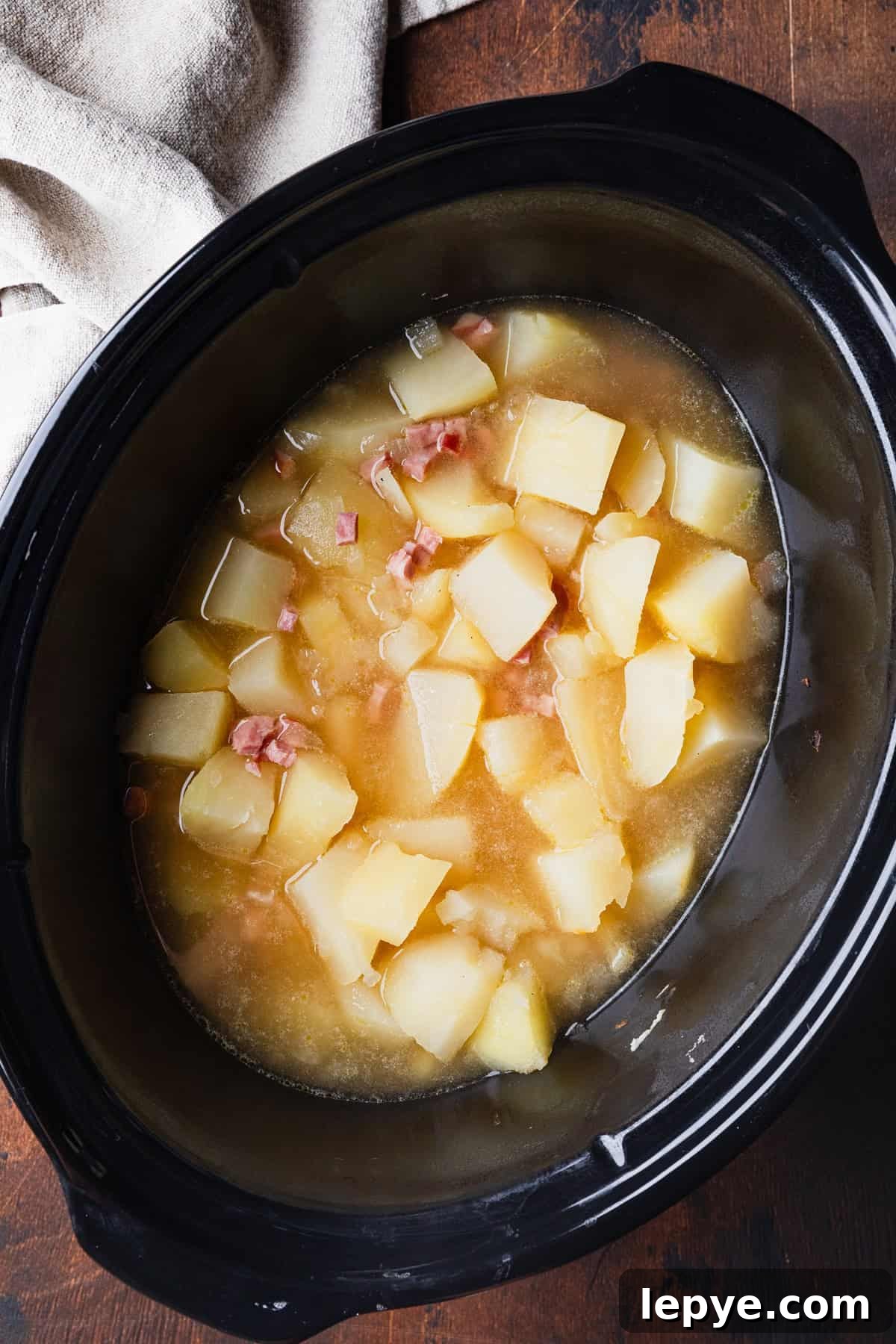 Crockpot Potato Soup with Evaporated Milk — Creamy Dinner Recipe 5 The recipe ingredients after being cooked in the crockpot.