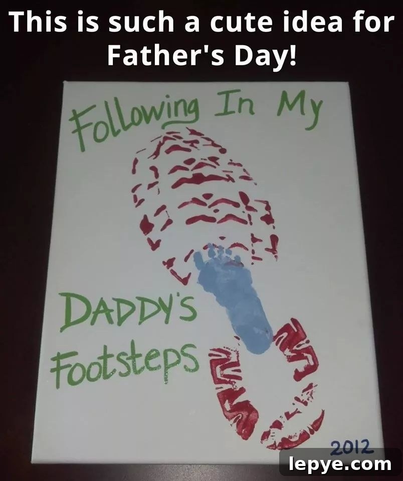 Unique Father's Day Gift and Activity Ideas for 2026 11 Footprint art for Father's Day - Following in My Dad's Footprint