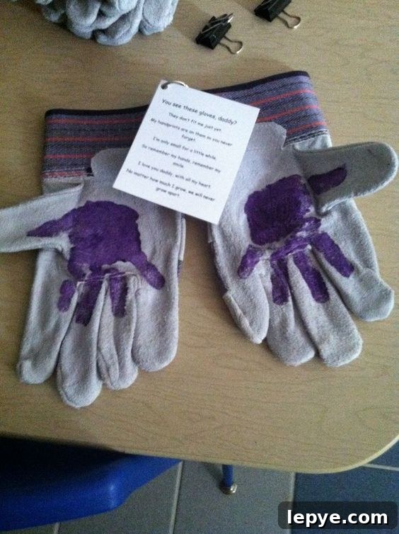 Unique Father's Day Gift and Activity Ideas for 2026 7 Gardening gloves with child handprints as Father's Day gift