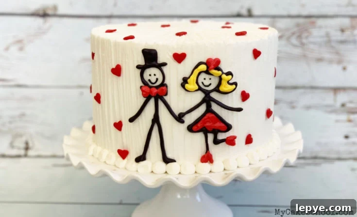 Stick Figure Couple Cake