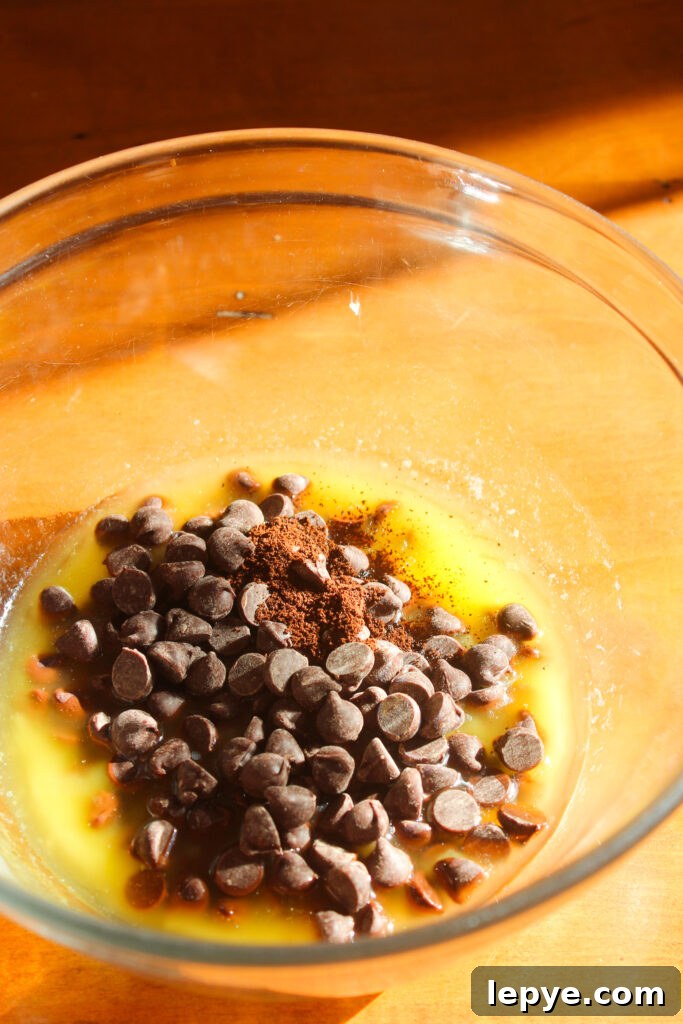Fudgy Espresso Brownies for Small Batches 4 Melting chocolate