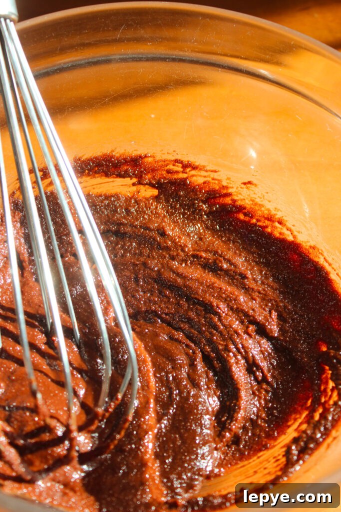 Fudgy Espresso Brownies for Small Batches 5 Whisking batter
