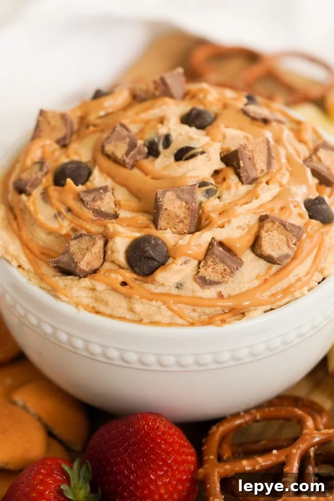 bowl of reese's peanut butter cup dip