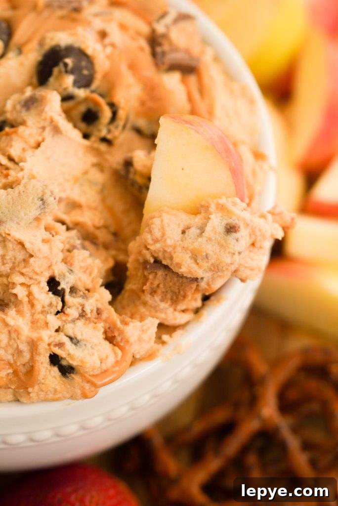 apple dipping into cheesecake sweet dessert dip