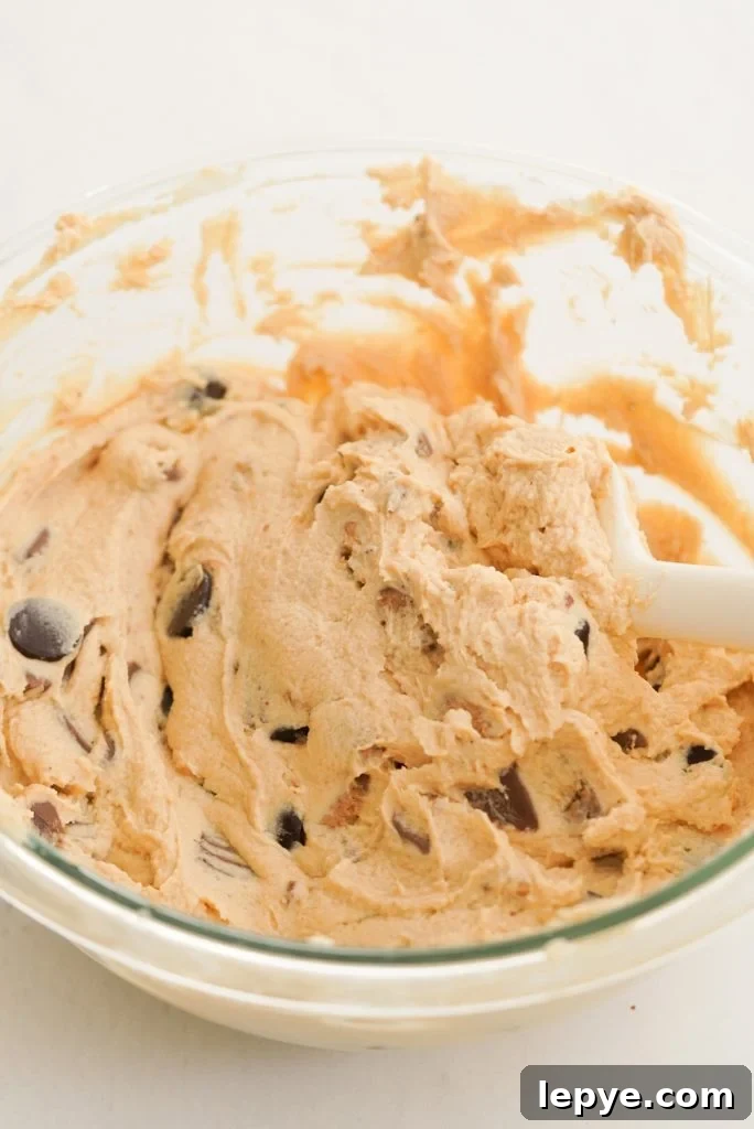 reese's dip with peanut butter cups and chocolate chips mixed in 