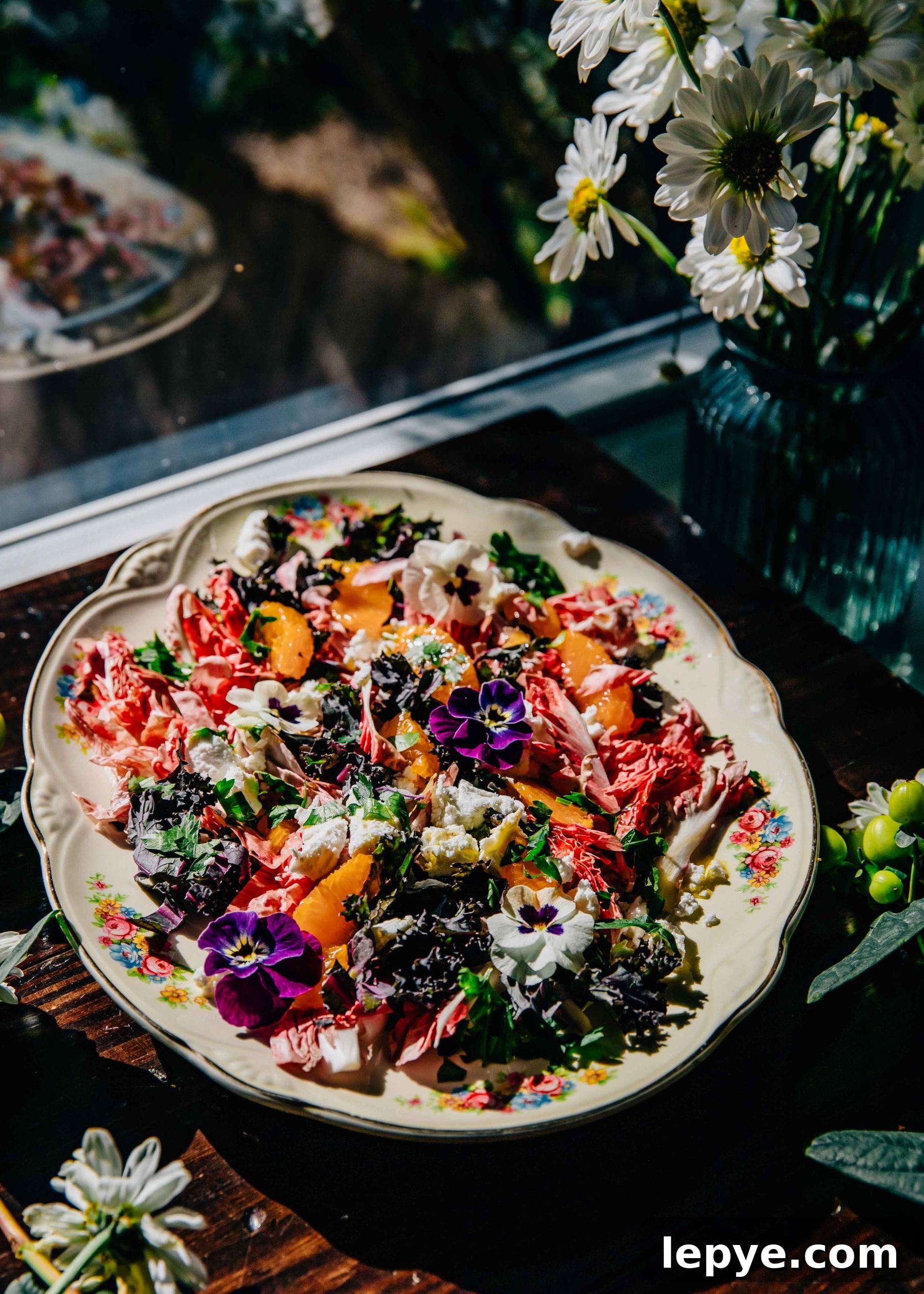 Edible Pansy Salad Recipe: Floral Greens with Lemon Vinaigrette 5 Garden Pansy Salad | Well and Full | Seasonal Spring Recipe | #vegetarian #recipe #salad
