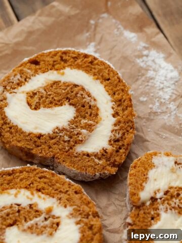 A slice of gluten free pumpkin cake roll