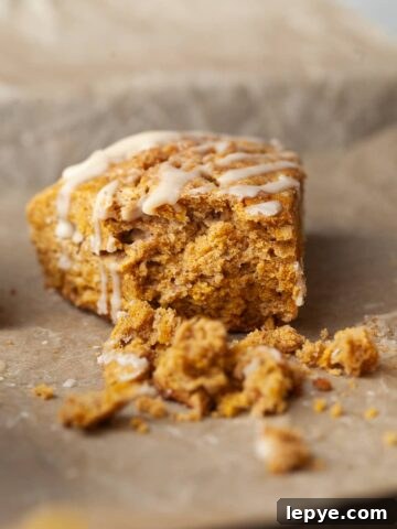 Gluten free Pumpkin Scones with a bite taken out