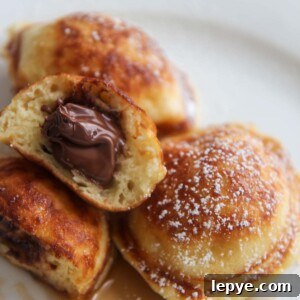 Nutella stuffed pancakes up close