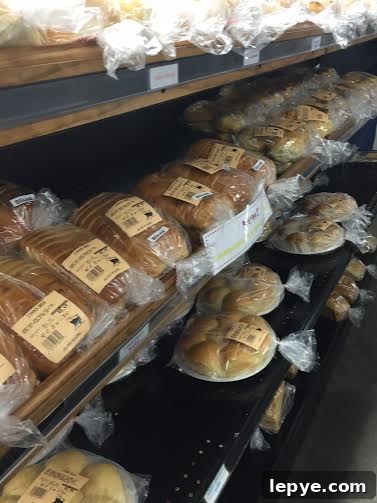 Fresh baked breads and rolls of all kinds fill the shop.