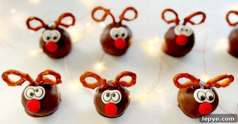reindeer cake pops on a table.