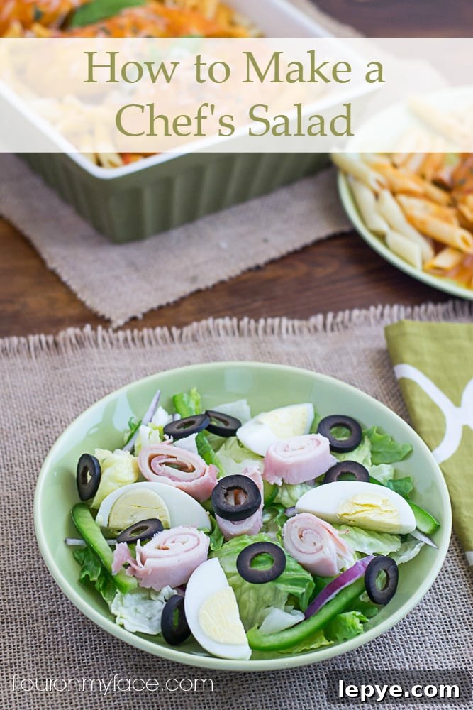 Classic Chef's Salad Recipe: How to Make It at Home 2 Ever wondered how to Make a Chef's Salad? After paying out the nose for a very large Chef's Salad at a local restaurant I decided I was going to save the money and make my own Chef's Salad at home. Chef's Salad recipe via flouronmyface.com