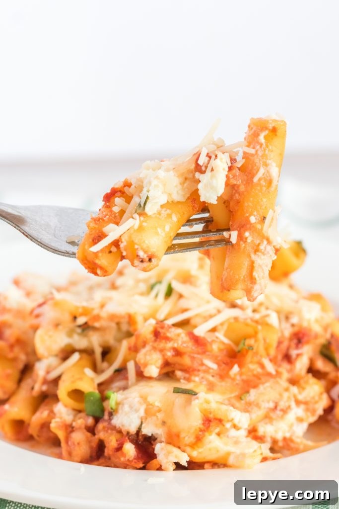 Is there anything more comforting than a delicious, warm Baked Ziti with Ricotta? This Slow Cooker Baked Ziti recipe is made using a crockpot so it’s ready when you are, and best of all it’s super easy! This version is Vegetarian, but if you’re not into meatless you can always add to it!