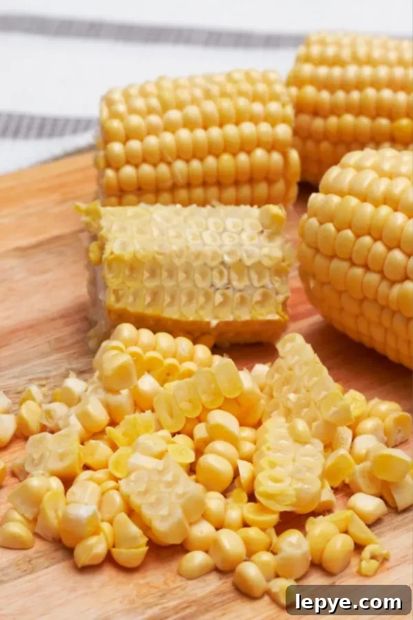 cutting corn off the cob