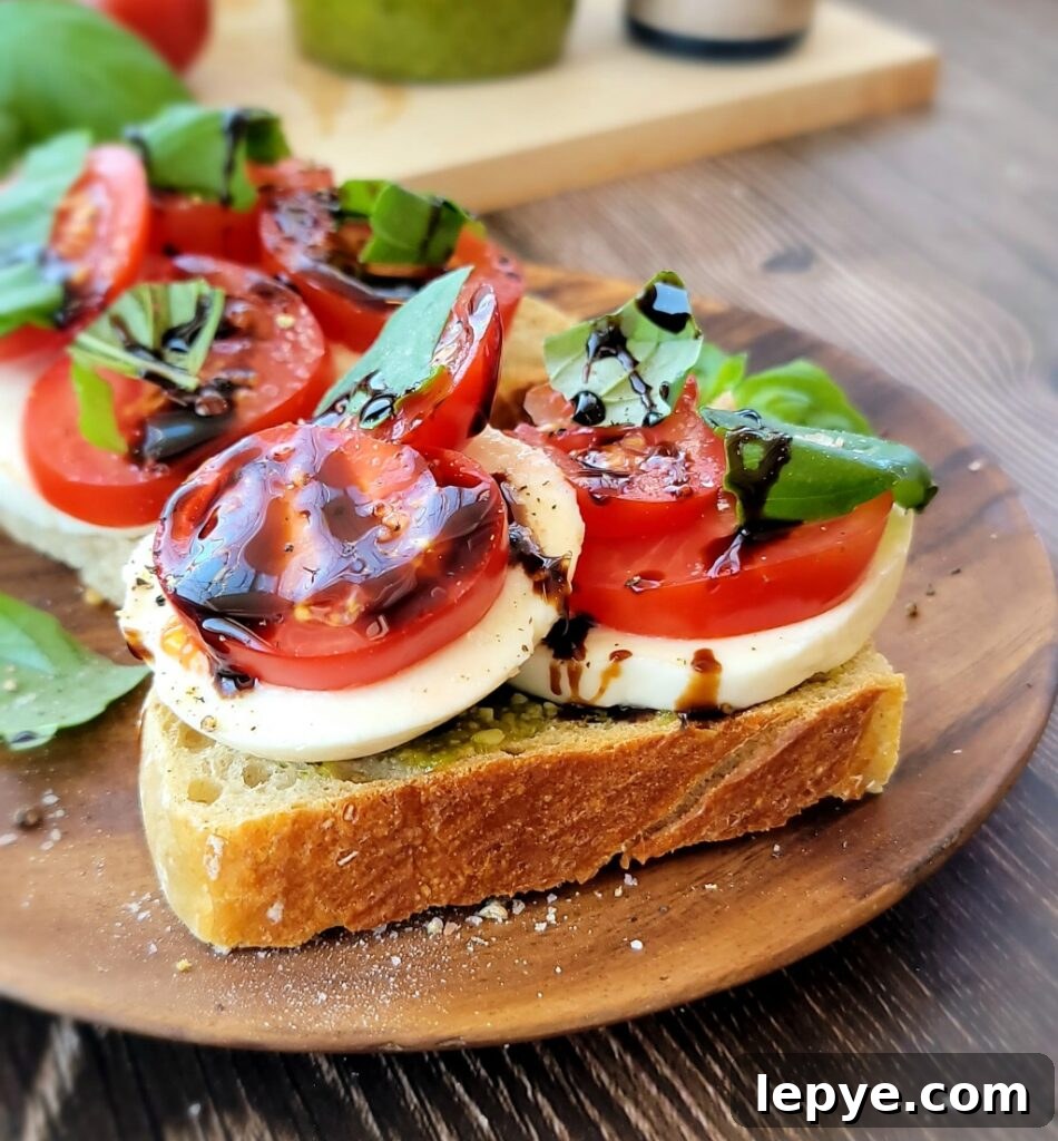 March Meal Plan: Week 4 Menu Ideas & Grocery List (2024) 3 Caprese Pesto Toast close-up