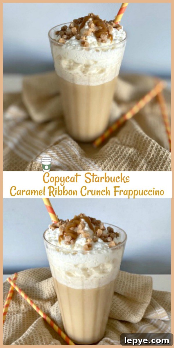 Homemade Starbucks Caramel Ribbon Crunch Frappuccino Recipe 6 Finished frappuccino in glass