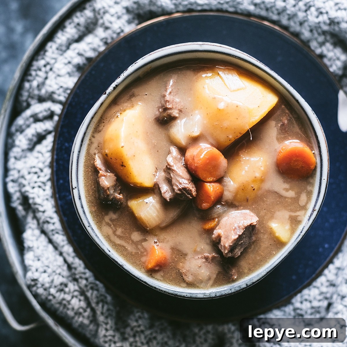 comforting bowl of slow cooked irish beef stew