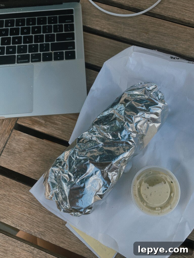 Skiers’ Breakfast Burrito — Beaumont Bakery Special 2 breakfast burrito in tinfoil