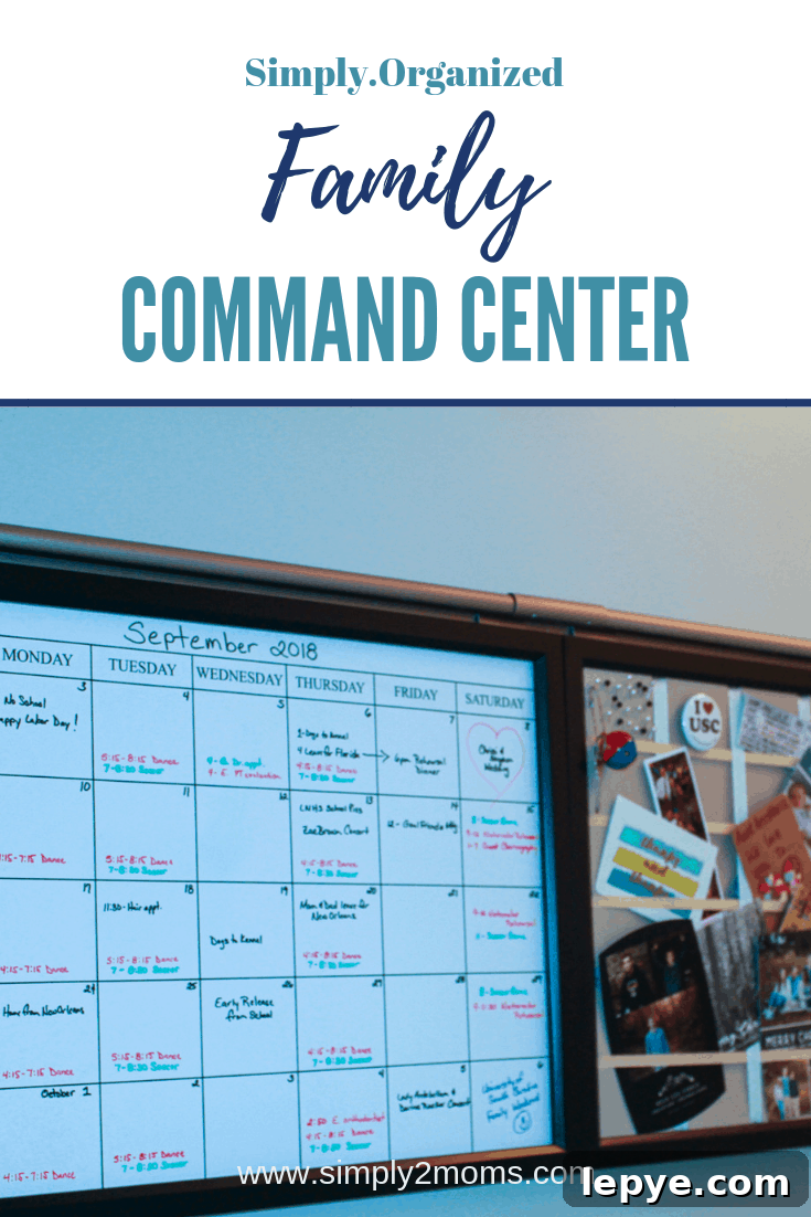Create a Family Command Center for an Organized Home 3 Simply Organized - Family Command Center | www.simply2moms.com | #familycommandcenter #commandcenter #getorganized #linenpinboard #whiteboardcalendar #potterybarn #dailysystem #simplyorganized #lifesimply