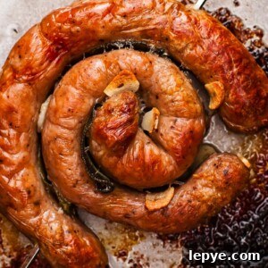 Catherine Wheel Sausages with Garlic & Sage: Crispy Herb-Roasted Recipe 4 sausage twisted in a wheel