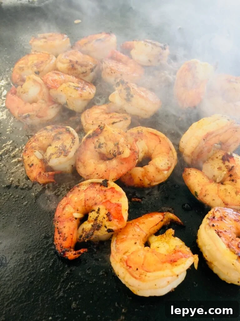 shrimp on the griddle