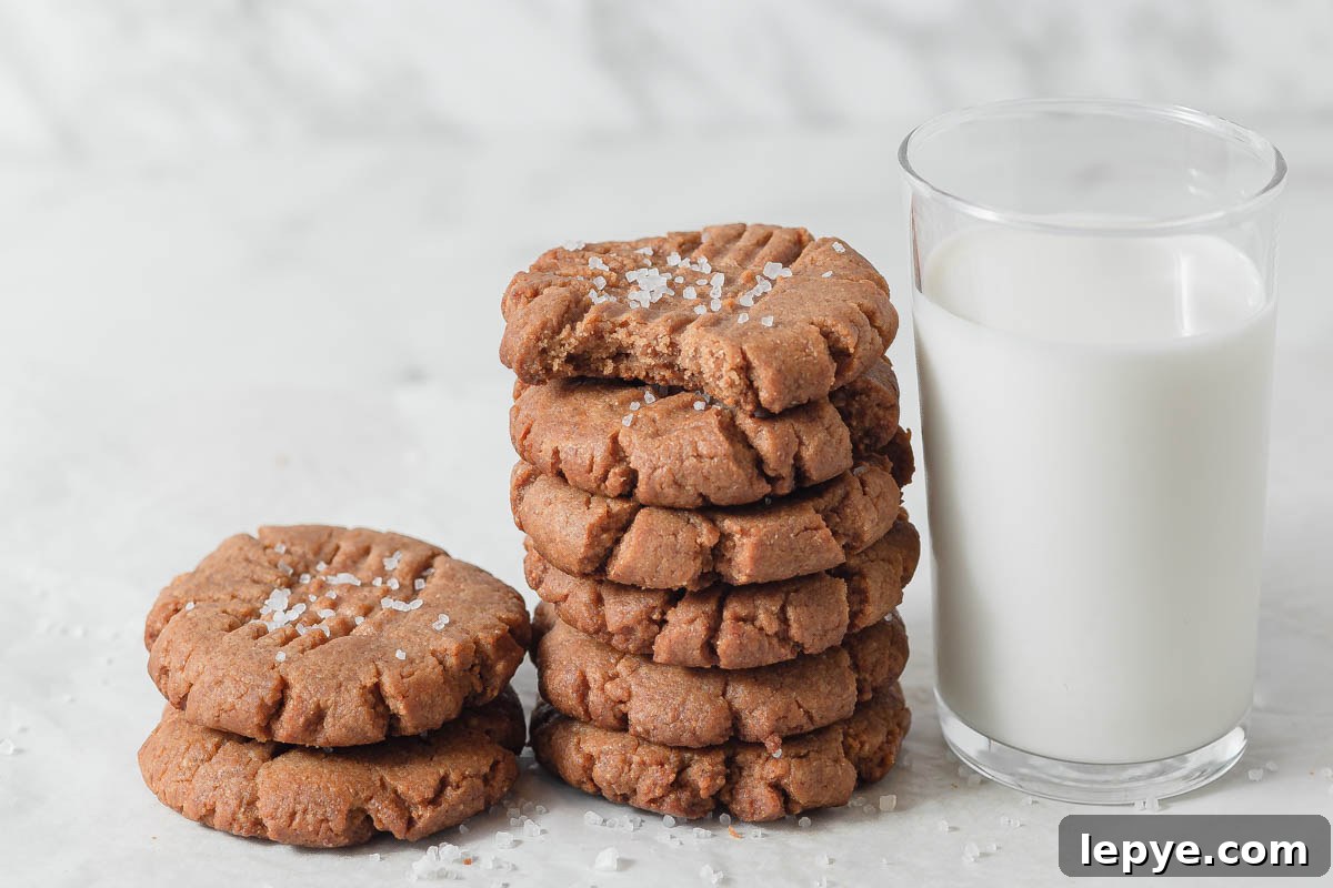 keto peanut butter cookies with a glass of milk