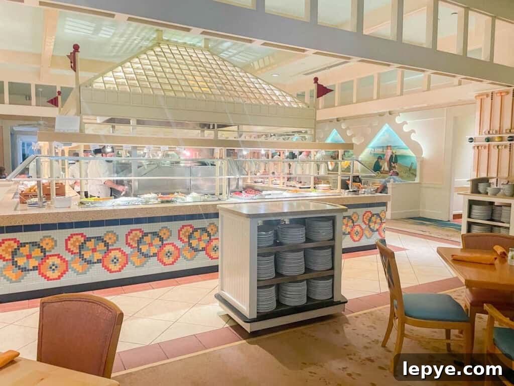 Cape May Café Breakfast Menu & Tips for Dining at Disney's Beach Club 2 Cape May Cafe Buffet area.