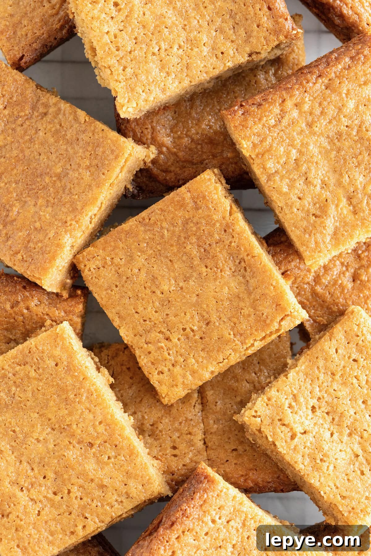 A pile of peanut butter blondies.