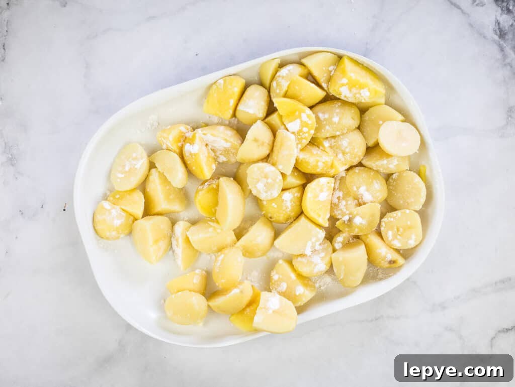 Crispy Blackstone Fried Potatoes: Simple Skillet Recipe 4 tossed potatoes with cornstarch
