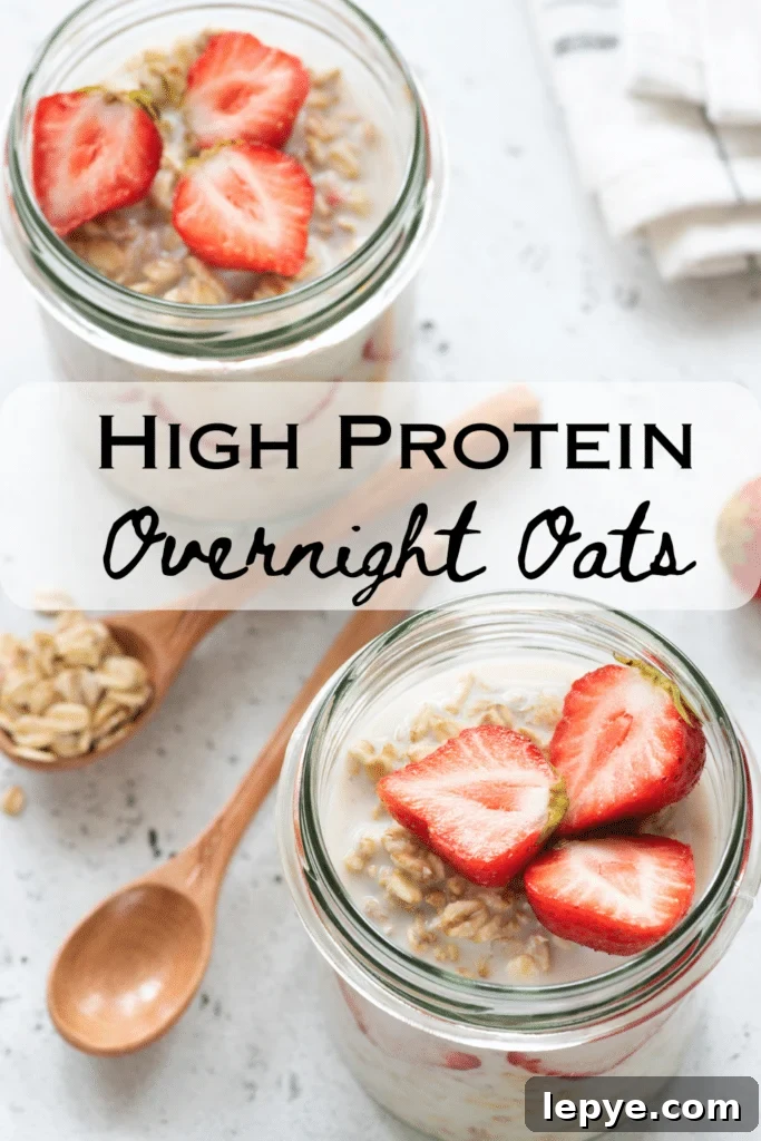 High-Protein Overnight Oats Recipe for Meal Prep and Muscle 3 high protein overnight oats with text