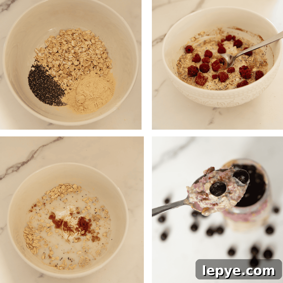 High-Protein Overnight Oats Recipe for Meal Prep and Muscle 4 making high protein overnight oats by FarmhouseHarvest.net copywrite 2024