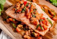 Pomodoro Salmon Bruschetta: Tomato & Herb Topping on Crispy Bread