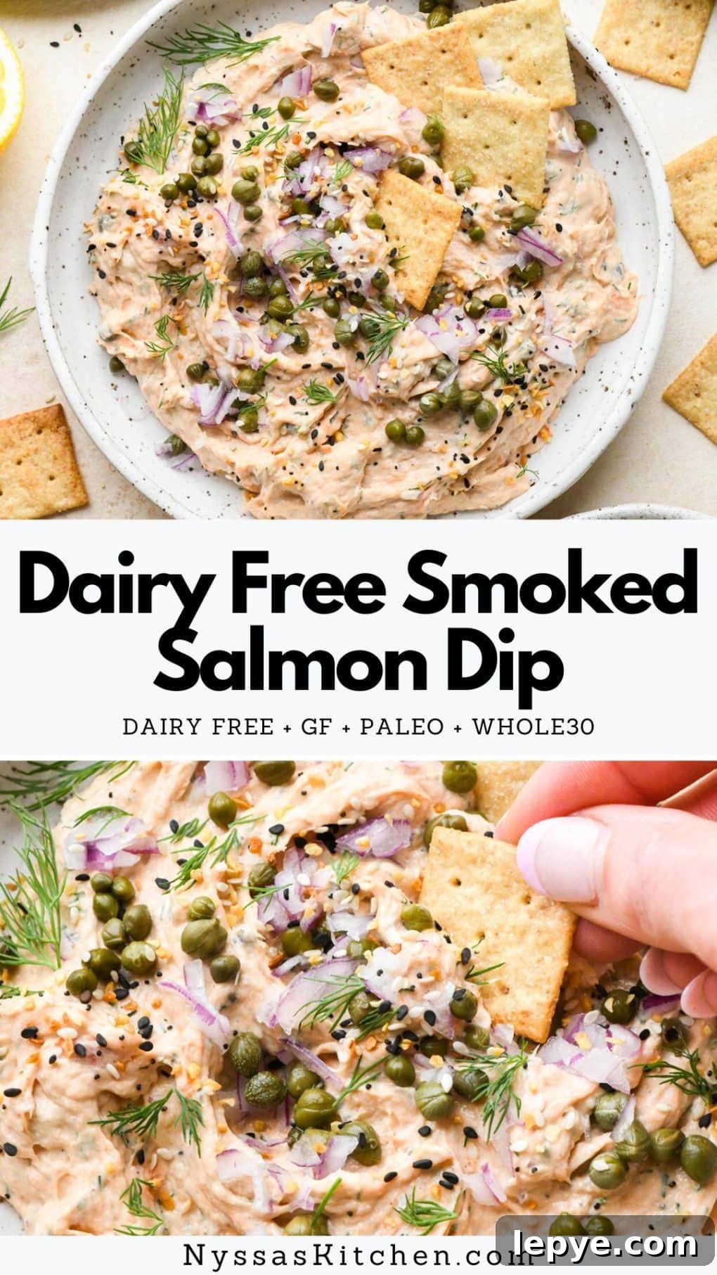 Pinterest pin for dairy free smoked salmon dip