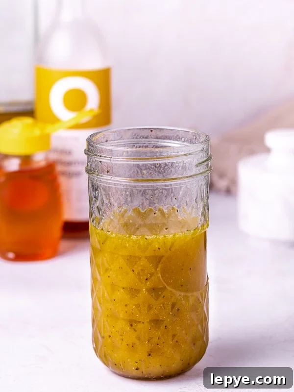 White Balsamic Vinaigrette Recipe: Tangy Salad Dressing with Herbs 9 jar of emulsified white balsamic vinaigrette