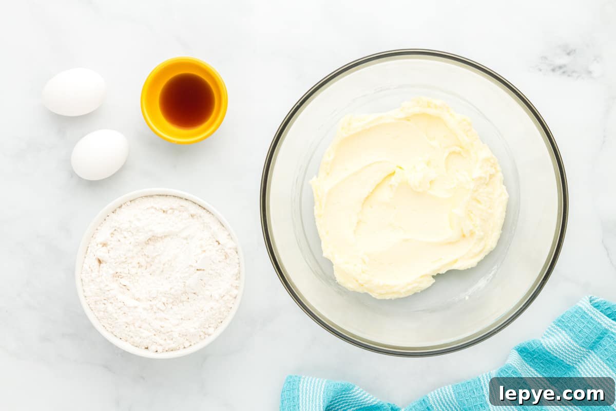 creamed butter and sugar in a glass bowl.