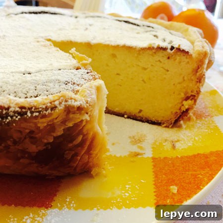 Semolina Ricotta and Coconut Cake Recipe — Moist Rustic Dessert 4 Ricottacheese & coconut cake, sliced