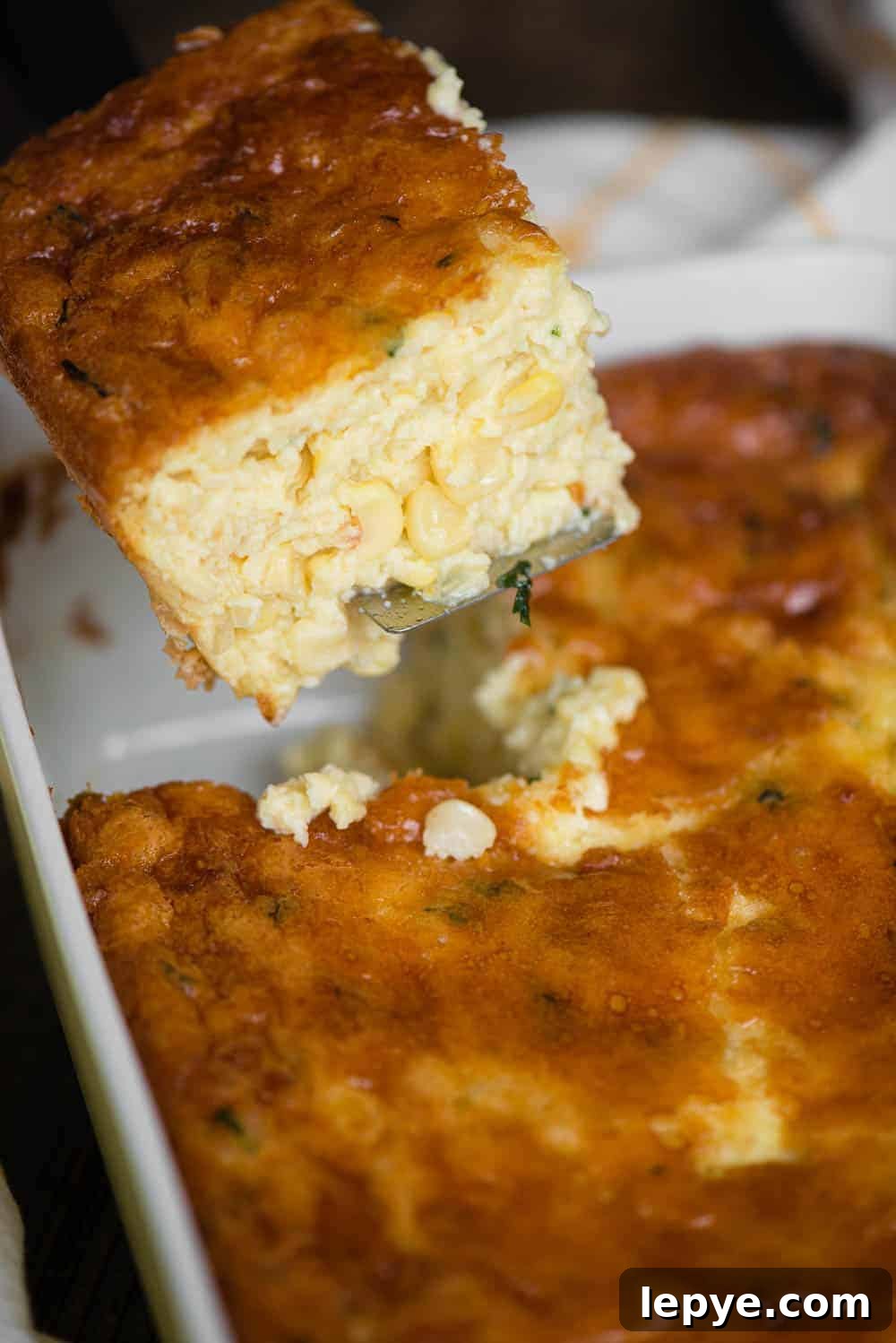 Creamy Southern-Style Corn Pudding Recipe for Holidays 2 slice of corn pudding