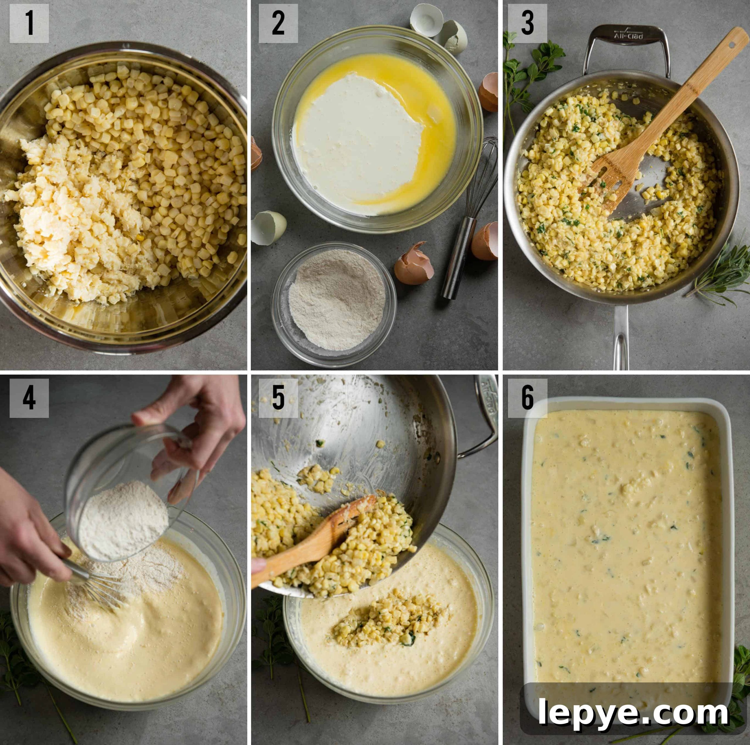 Creamy Southern-Style Corn Pudding Recipe for Holidays 3 corn pudding process photos