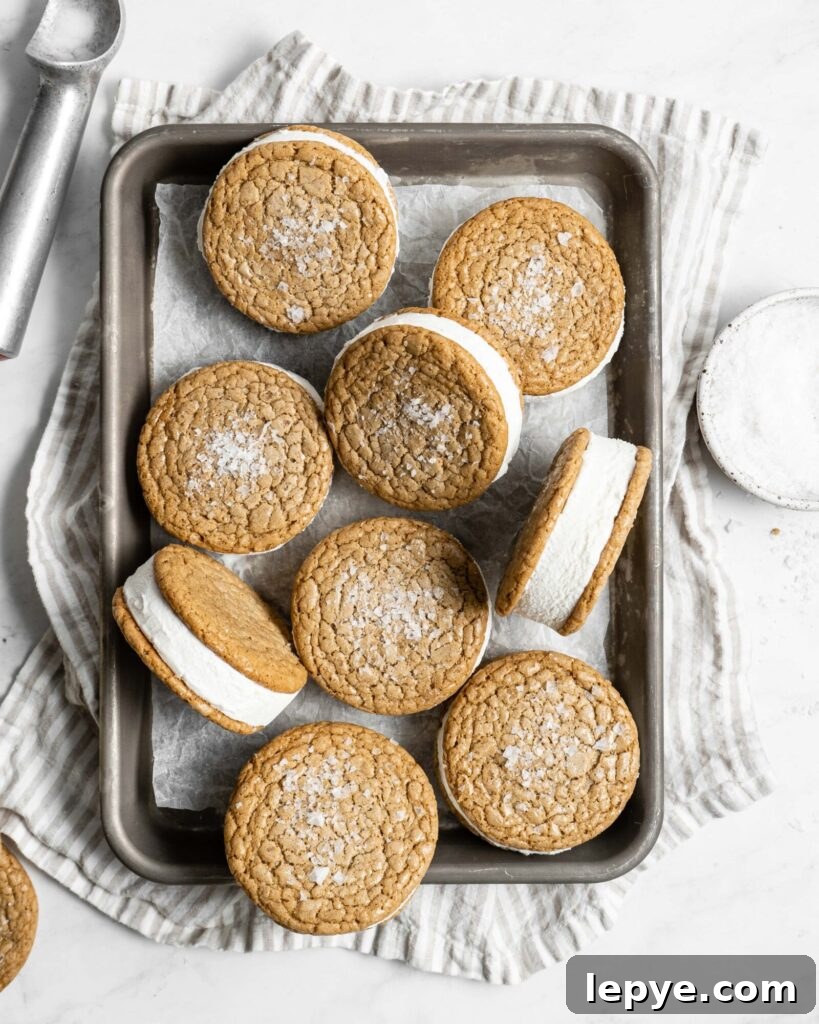 SunButter Cookie Ice Cream Sandwiches Recipe: Nut-Free Dessert Treat 2 SunButter Cookie Ice Cream Sandwiches using soft sunbutter cookies and vanilla ice cream