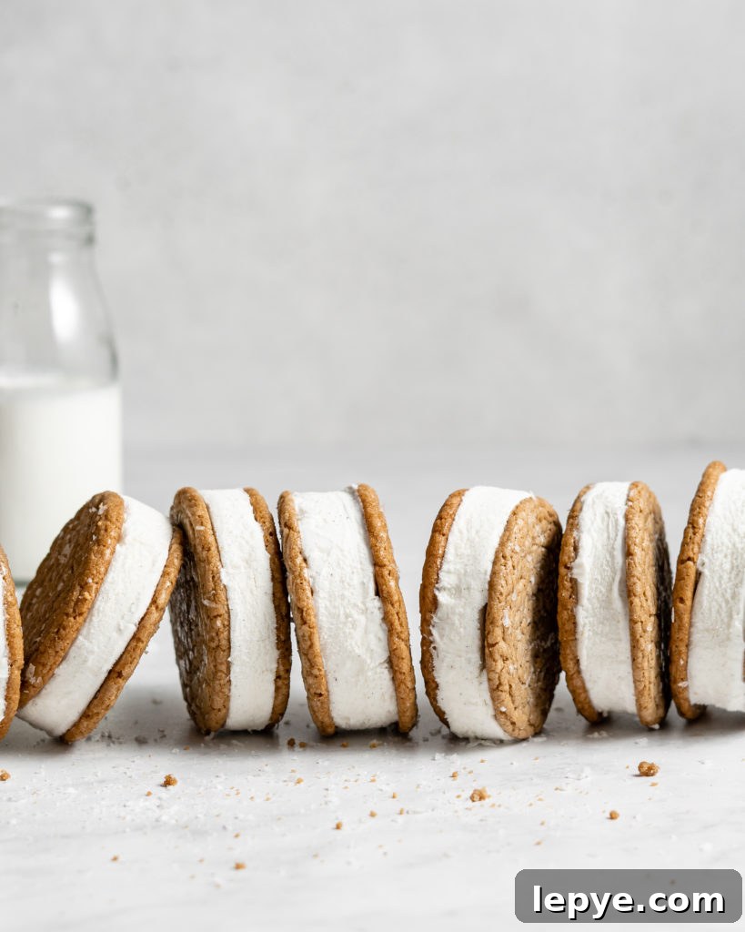 SunButter Cookie Ice Cream Sandwiches Recipe: Nut-Free Dessert Treat 4 SunButter Cookie Ice Cream Sandwiches using soft sunbutter cookies and vanilla ice cream