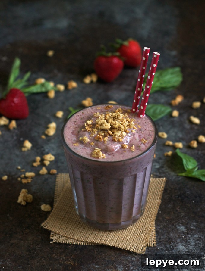 Strawberry Basil Smoothie Recipe — Refreshing Summer Drink 2 Strawberry Basil Smoothie
